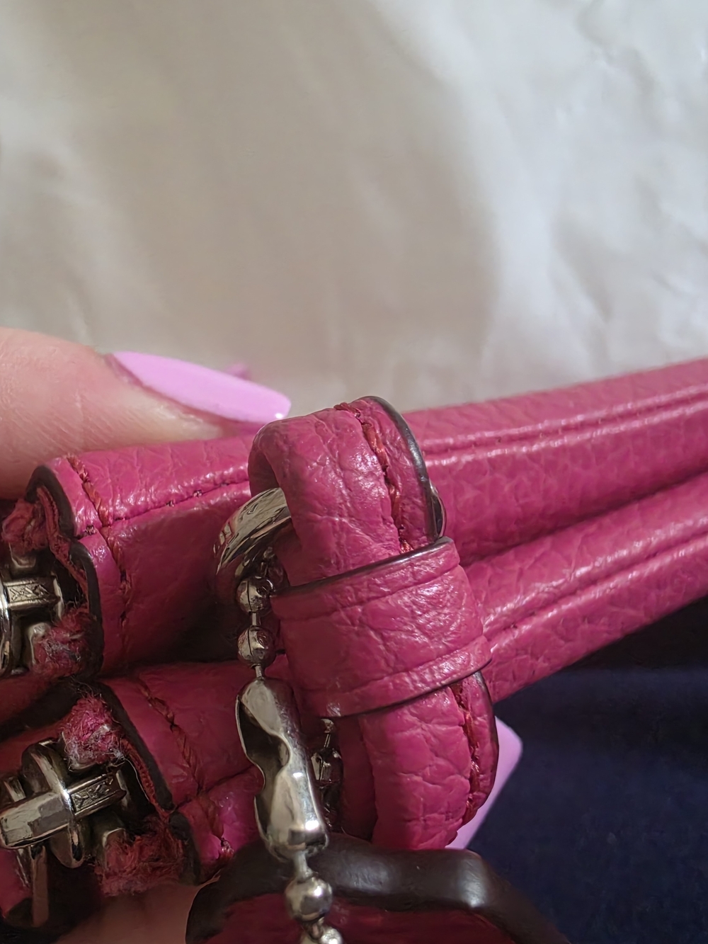 COACH Pink Leather Double Zip Pouch - Picture 9 of 12